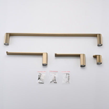 4 Pieces Bathroom Hardware Set Single Towel Bar, Towel Holder, Toilet Paper Holder