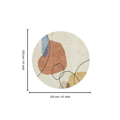 Rabbit - 41" X 41" Washable Non - Slip Round Rug - Ivory / Red