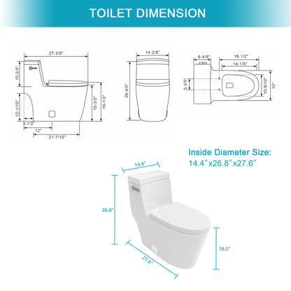 1 Piece Toilet And Soft Closing Seat - White