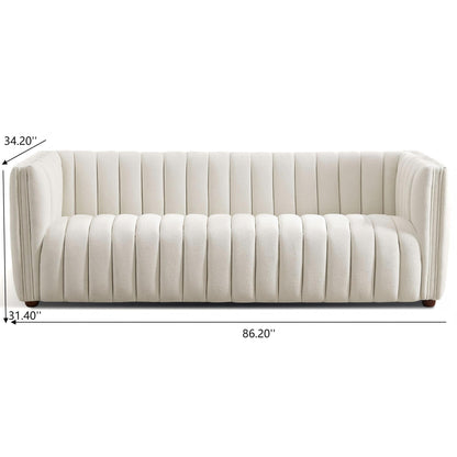 April - Mid-Century Modern Luxury Tight Back Boucle Couch