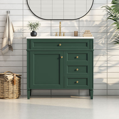 Bathroom Vanity With 2 Drawers And Tip-Out Drawer, Storage Cabinet