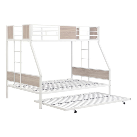 Modern Metal Bunk Bed With Side Ladders And Guardrail