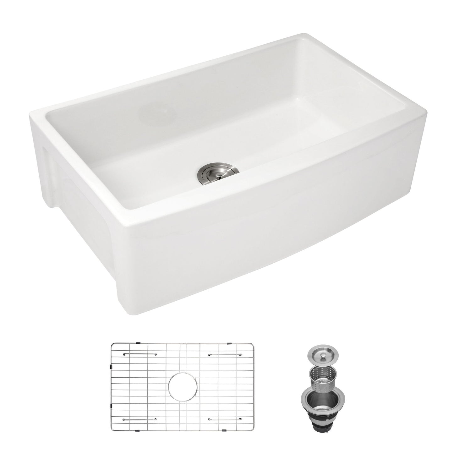 Farmhouse Sink, Apron Front Single Bowl With Arch Edge Design