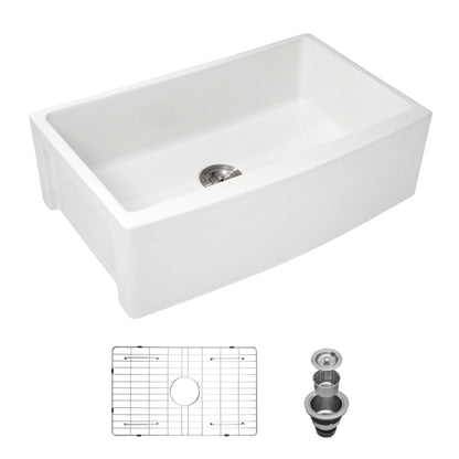 Farmhouse Sink, Apron Front Single Bowl With Arch Edge Design