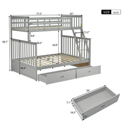 Bunk Bed With Ladder, And Safety Guard Rails