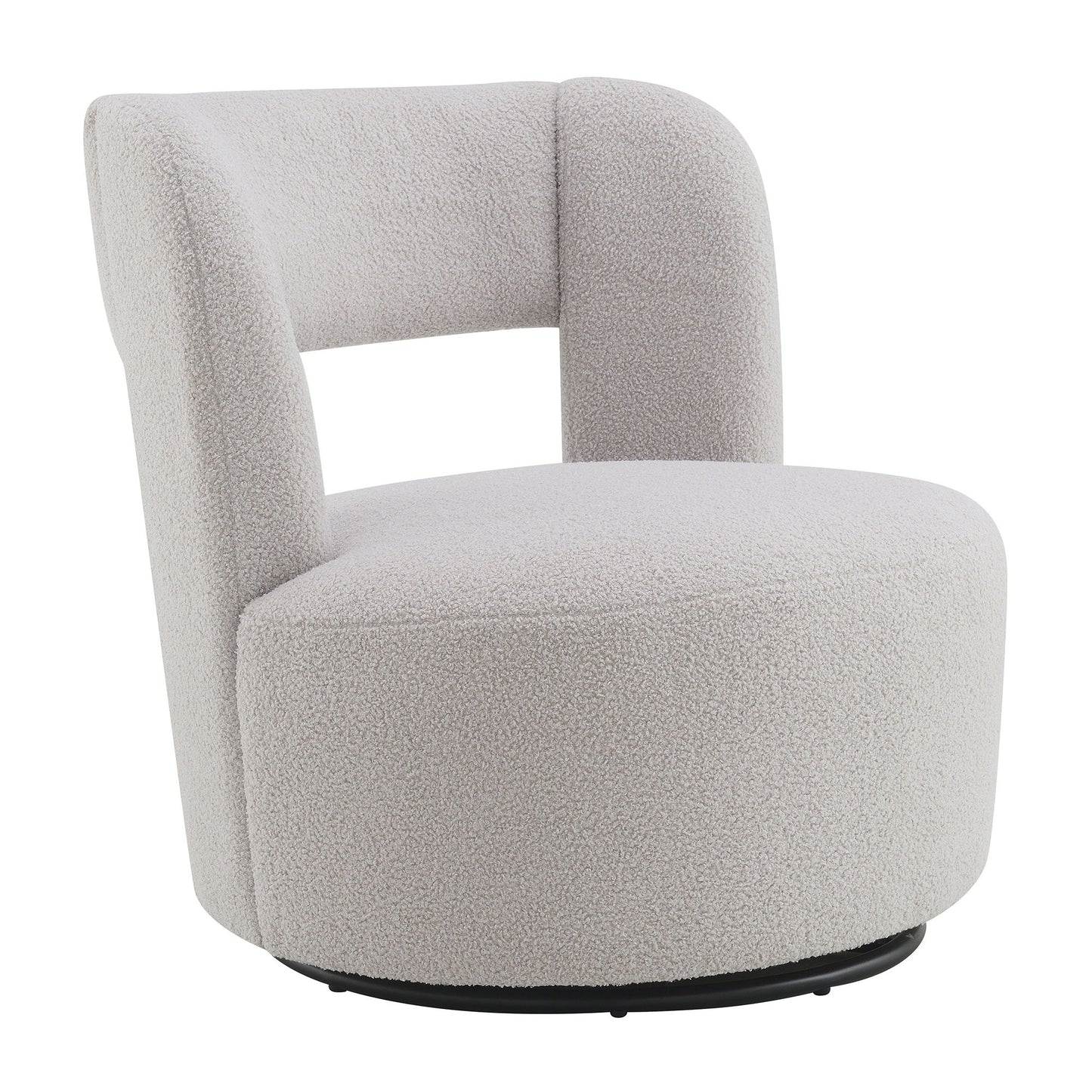 Swivel Comfy Round Barrel Chair With Soft Teddy Fabric For Living Room