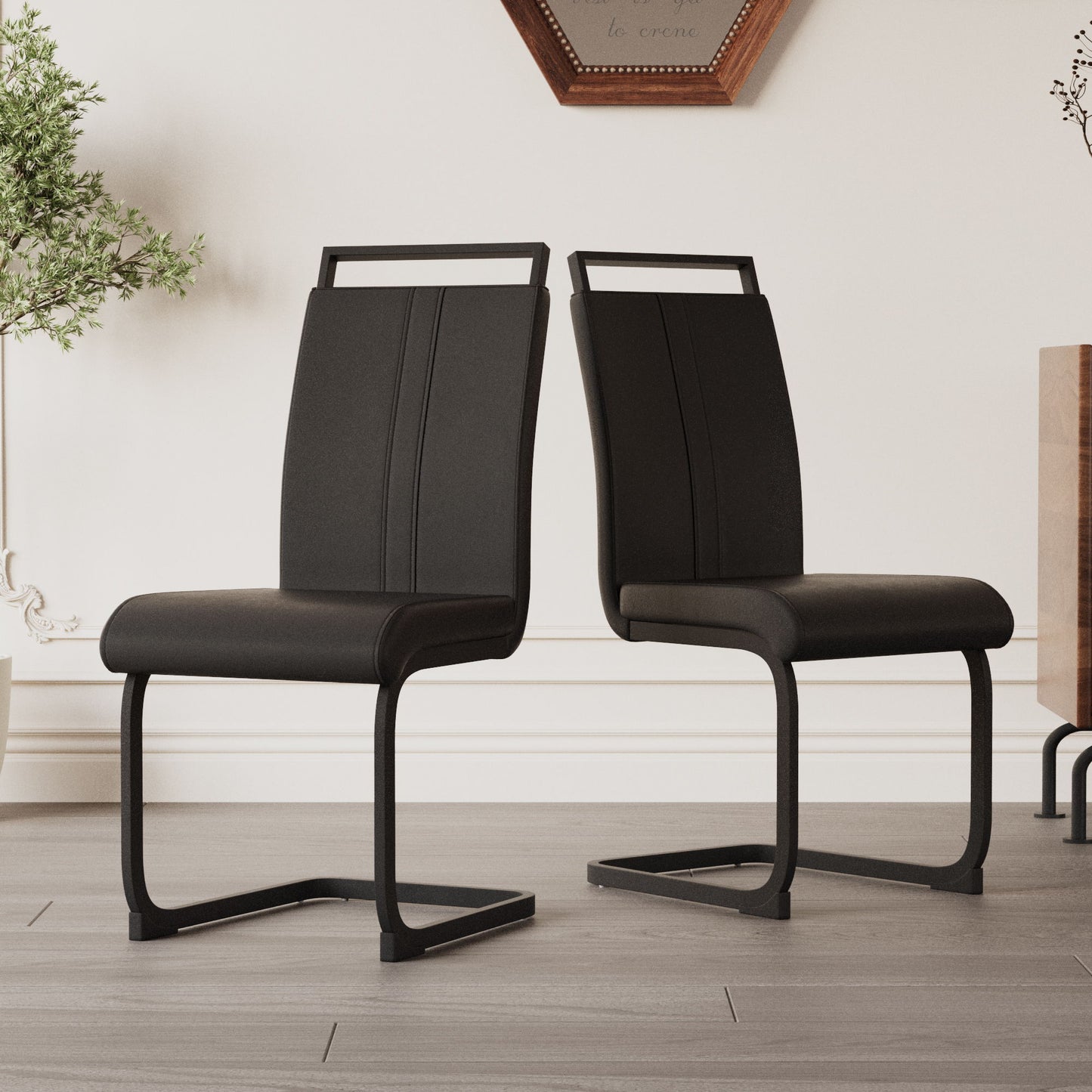 Modern Dining Chairs With High Back Upholstered Design Metal Legs