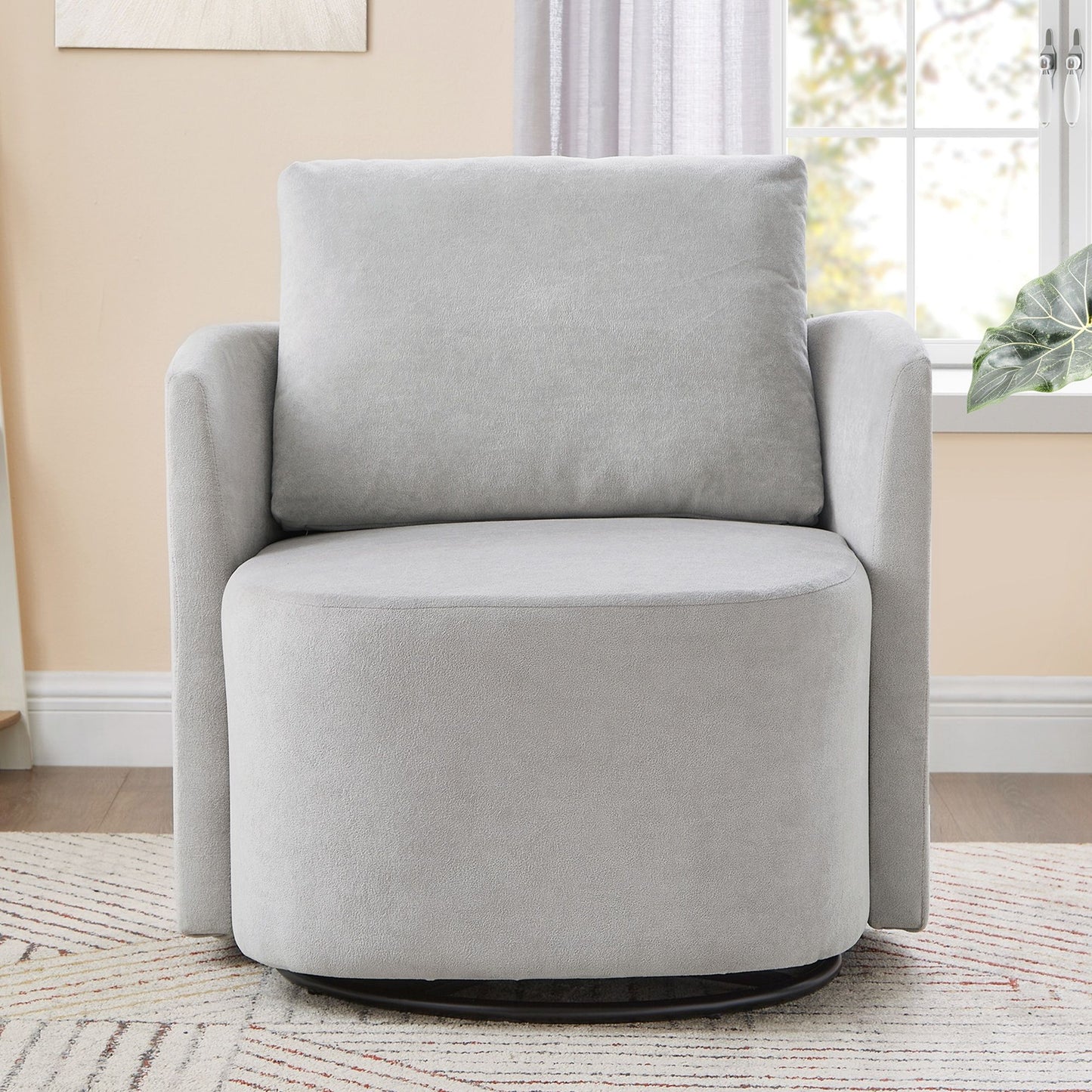 360° Modern Swivel Chair With Upholstered Curved Design