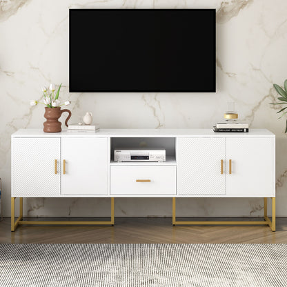 TV Cabinet With 1 Drawer, 2 Cabinets, Handles And Anti-Tip Device