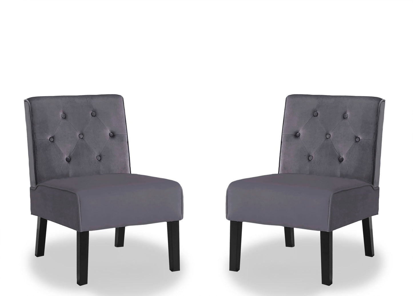 Reese - Living Room Armless Button Tufted Pattern Accent Chair (Set of 2)