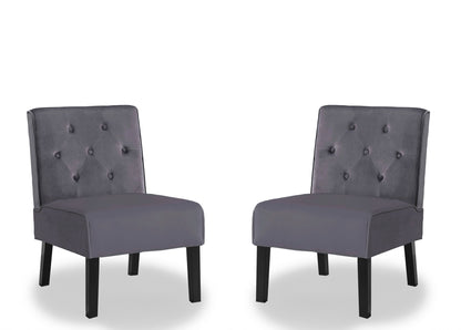 Reese - Living Room Armless Button Tufted Pattern Accent Chair (Set of 2)