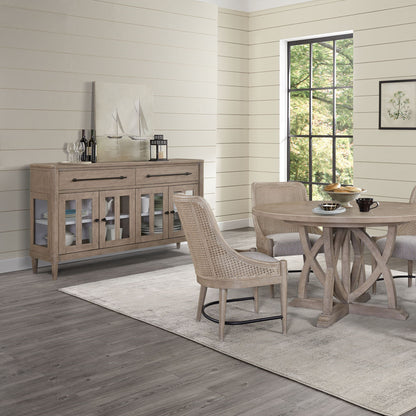 Power Ready - Buffet With Glass Cabinet Doors - Sand