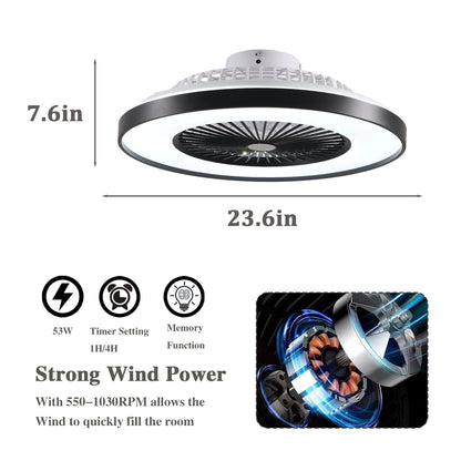 Bedroom Ceiling Fan With Remote Control, Dimmable LED Light, 8 Blades, Reversible Dc Motor - Black