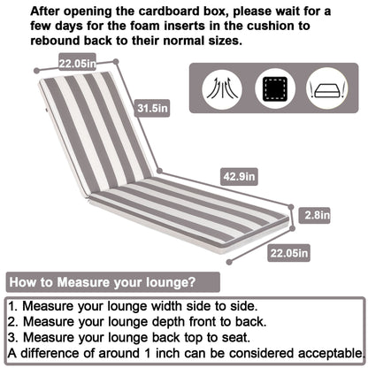 Outdoor Lounge Chair Cushion Replacement Patio Funiture Seat Cushion Chaise Lounge Cushion