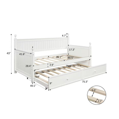 Twin Size Daybed & Twin Size Trundle - White