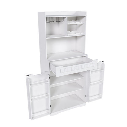 Modern Farmhouse Buffet Cabinet With Hutch Kitchen Storage Sideboard With Drawers & Barn Doors - White