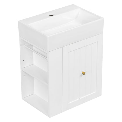 Modern Bathroom Vanity With Sink, Storage Cabinet, Drawer & Side Shelf
