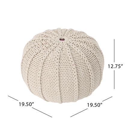 Bordeaux - Knitted Cotton Round Pouf Ottoman And Floor Cushion