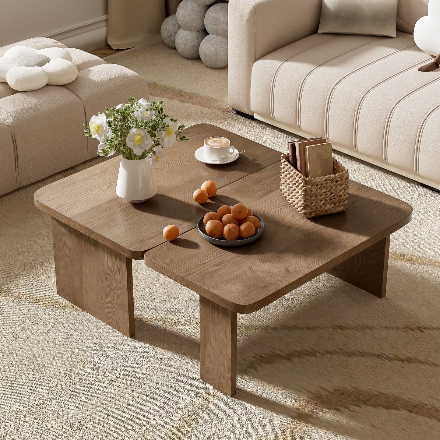 Modern Minimalist Coffee Table Set With Splicing Design