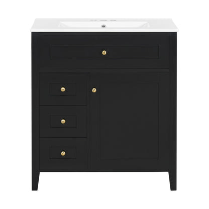 Bathroom Vanity With Sink, 3 Drawers And Adjustable Shelf, Freestanding Storage Unit