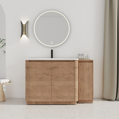 Freestanding Bathroom Vanity With Sink, 1 Small Storage Cabinet, Soft Close Door