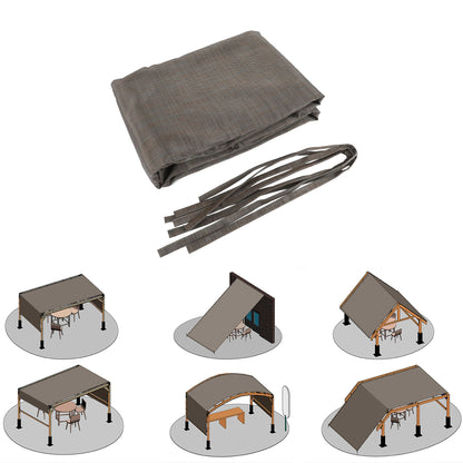 13' X 7.7' Outdoor Pergola Sun Shade Cover Cloth Patio Canopy Hdpe Permeable With Grommets - Brown