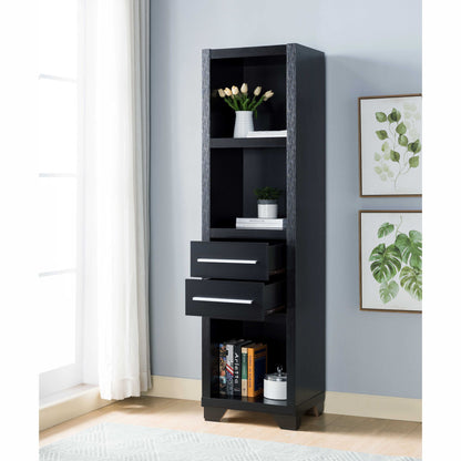 Media Pier, Bookcase Display With 2 Drawers, Open Storage Compartments
