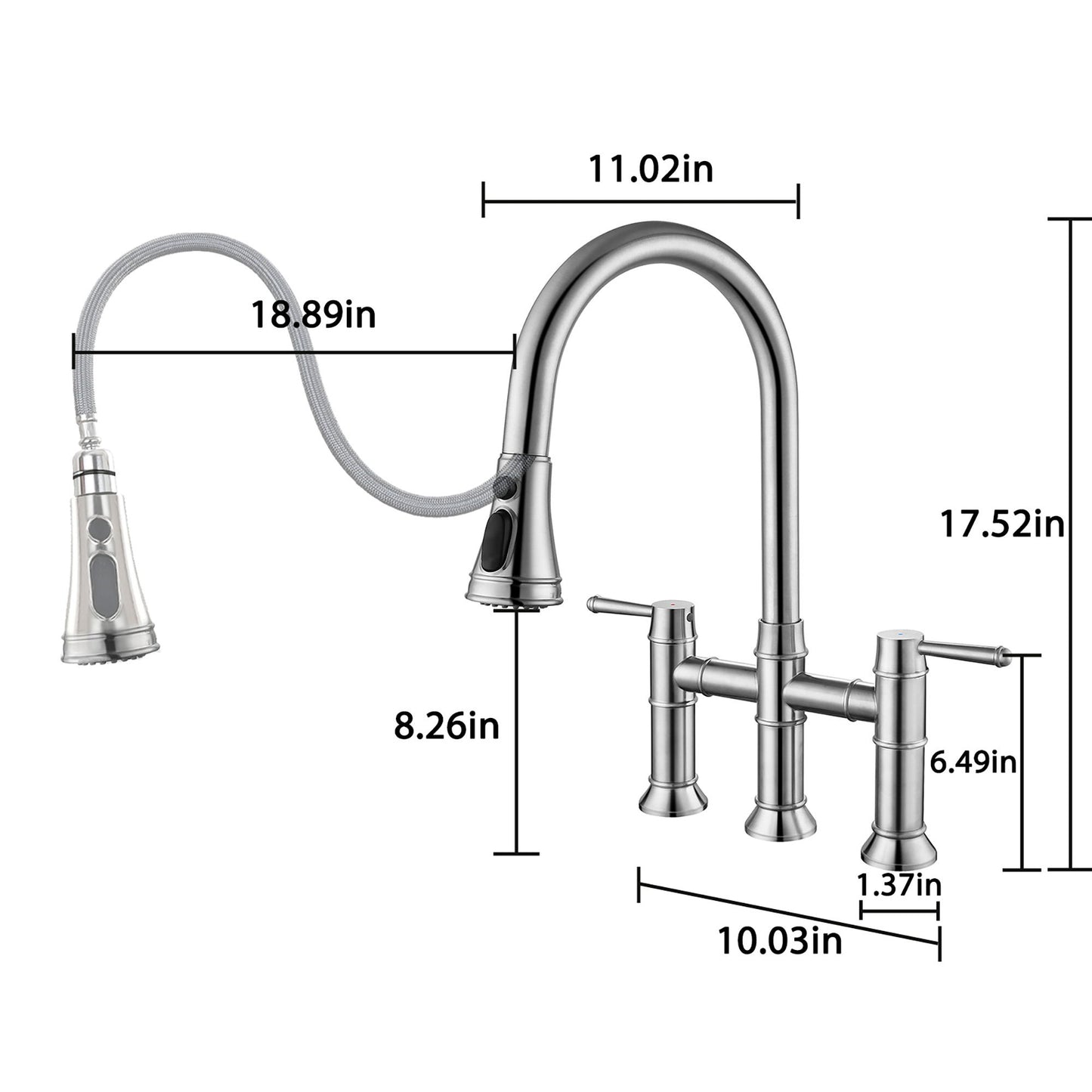 Stainless Steel Kitchen Faucet With Pull Down Sprayer For Bar, Laundry, RV Utility Sink - Brushed Nickel