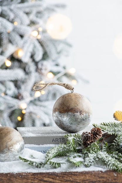 Christmas Ball Ornaments, Wood Decorative Hanging Ball Christmas Tree Ornaments For Holiday Party Decorations