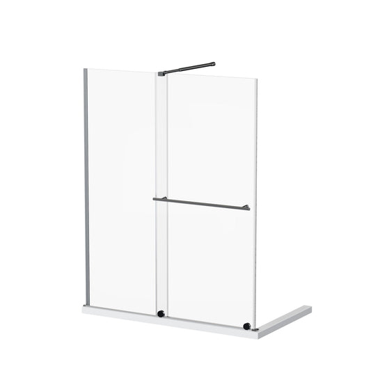 Frameless Shower Door Single Sliding, Adjustable Zinc Roller Rail - Chrome