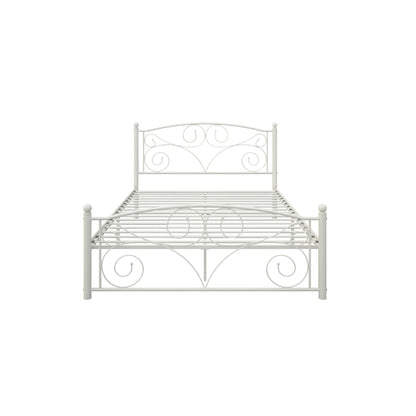 Full With Metal Frame Bed - White