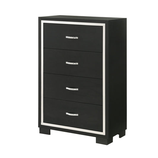 4 Drawer Bedroom Chest With Handles Furniture - Black
