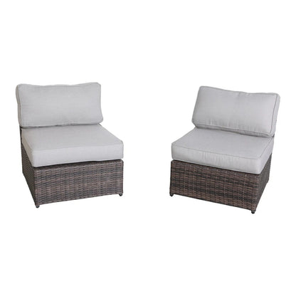 2 Person Wicker Conversation Set With Cushions, Weather Resistant