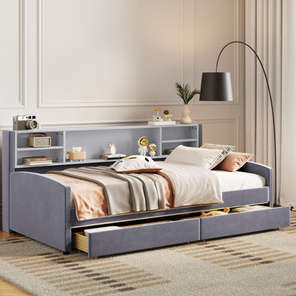 Luxurious Upholstered Platform Bed With Storage Drawers