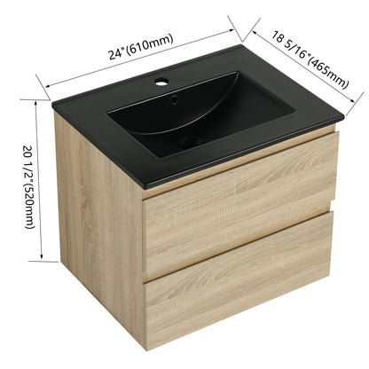Wall Mounted Bathroom Vanity With Sink, 2 Soft Close Drawers