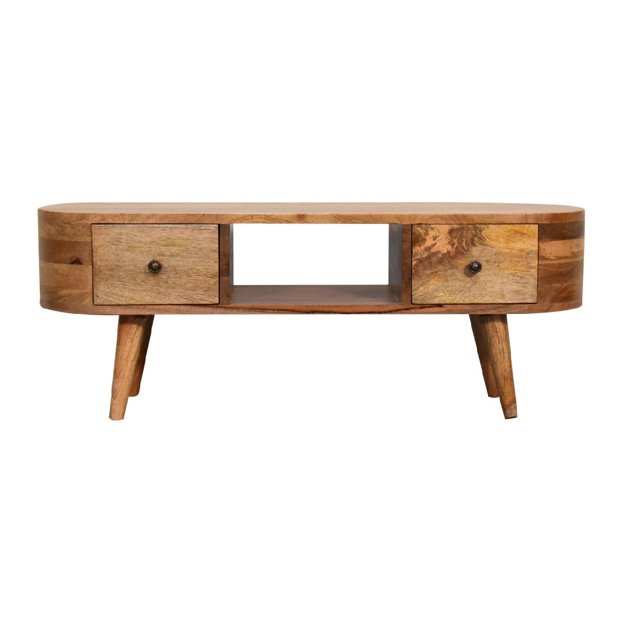 Mini Wooden Rounded Entertainment Unit - Oak
