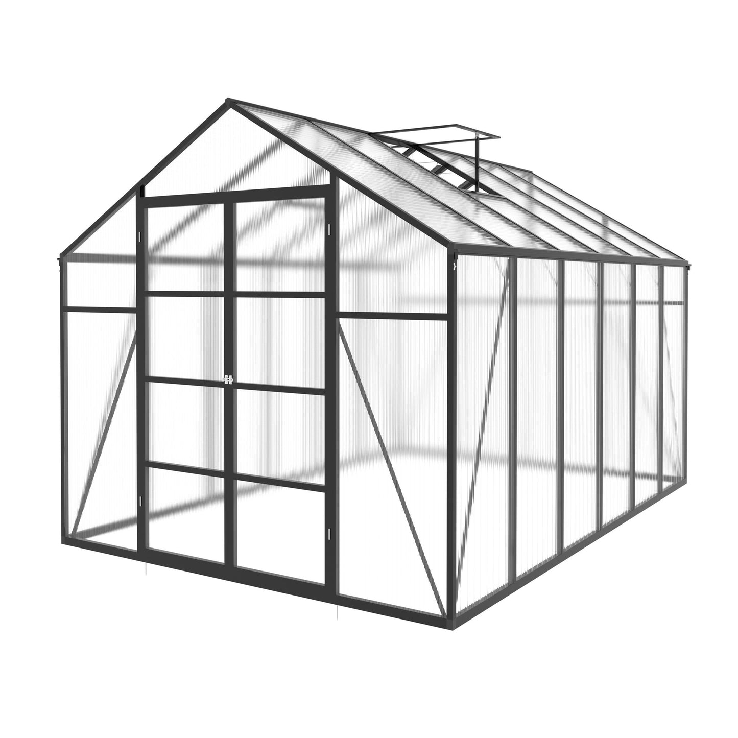 Gain Height Windproof Aluminum Greenhouse With Raised Base