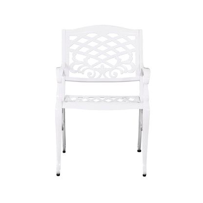 Unravel - Outdoor Arm Chair With Scroll Design And Floral Accents (Set of 2) - White