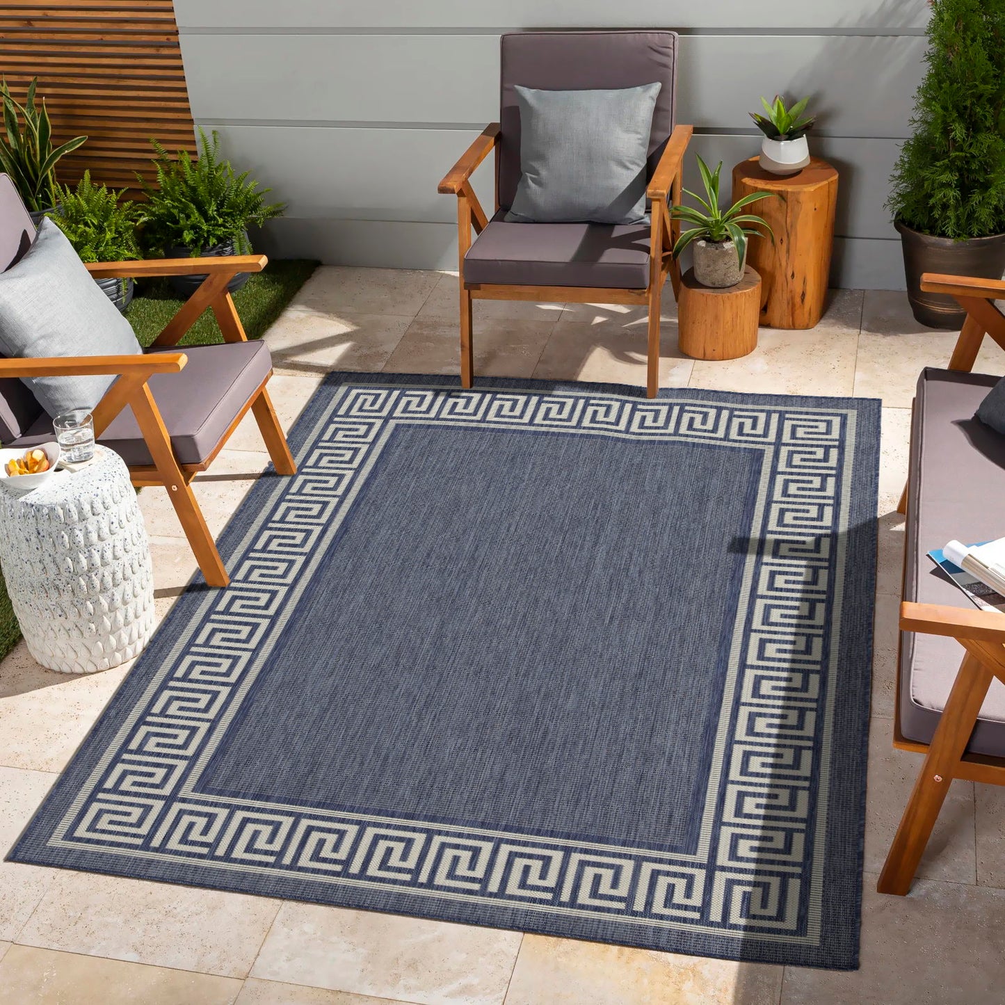 Sunshine - 5'3" X 7'3" Polypropylene Indoor, Outdoor Area Rug - Blue