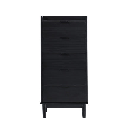 Modern Minimalist 5 Drawer Gallery Top Dresser - Black
