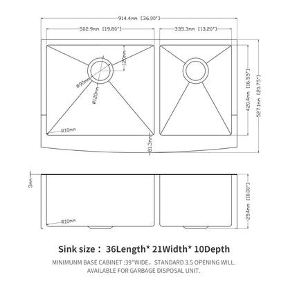 Double Bowl Farmhouse Sink, Stainless Steel Apron Front