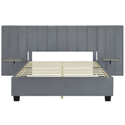 Upholstered Platform Bed With Big Headboard