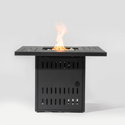 34" Propane Gas Fire Pit Table, 50000 Btu Rectangular Steel Fire Pit For Outside Patio Deck Garden Courtyard - Black