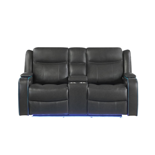 Blanca - Power Console Reclining Loveseat With LED Lights And Power Headrest Frame - Charcoal