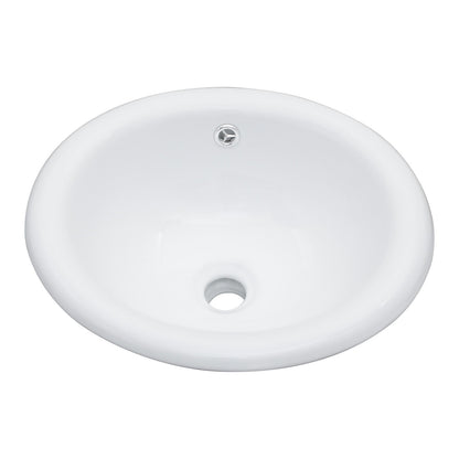 Semi Recessed Bathroom Sink With Countertop Vessel Design, 17" X 15.5" - White
