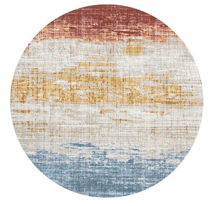 Rabbit - 41" X 41" Washable Non - Slip Round Rug, Elegant Design - Ivory Multi