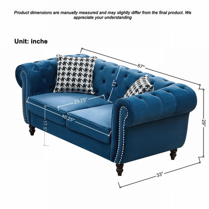 Chesterfield Set With Roll Armrest & Nailhead
