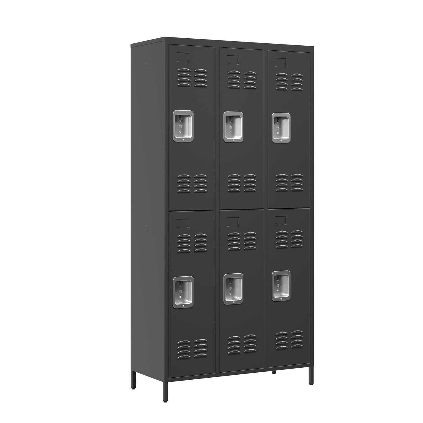 6 Door Lockers With Lock For Secure Storage - Black