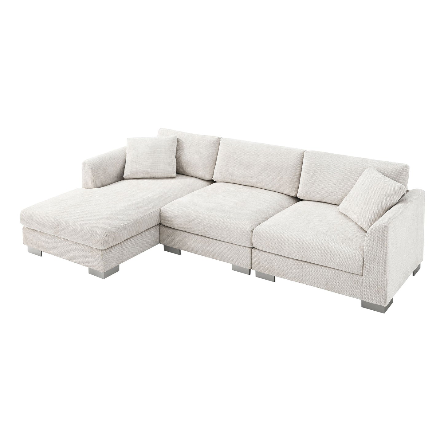 Modern Cloud Sectional Sofa L Shaped Luxury Couch Set With 2 Free Pillows 4 Seat With Oversized Chaise