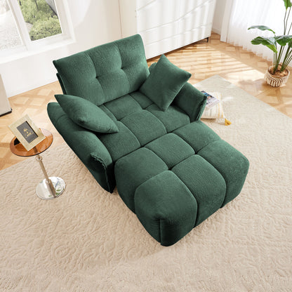 Ergonomic Single Seater Sofa With Ottoman, High Resilience Support Cushions
